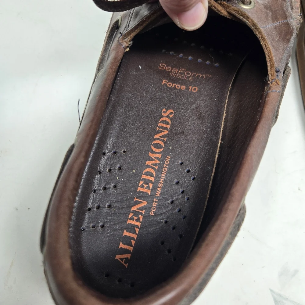 ALLEN EDMONDS Men's Port Washington  Boat‎ Shoes Size 11 1/2 D US Brown Leather